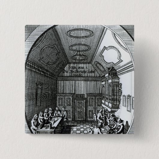 De muziekruimte vierkante button 5,1 cm (Voorkant)