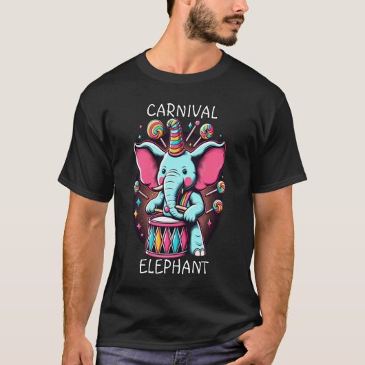 De muzikale Pachyderm olifant spelen gitaar T-shirt (Voorkant)