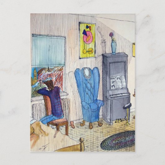 De muzikant briefkaart (Voorkant)