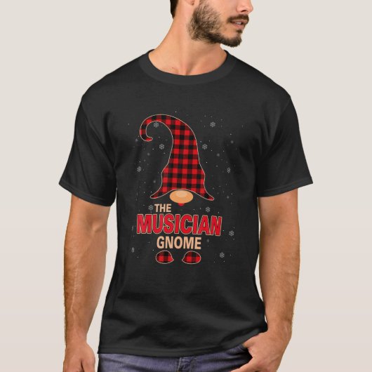 De muzikant Gnome Kerstrode Buffalo Pset Paj T-shirt (Voorkant)