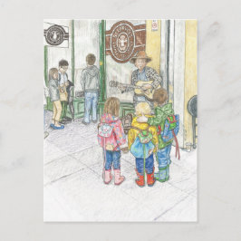 De muzikant op de markt van Pike Briefkaart