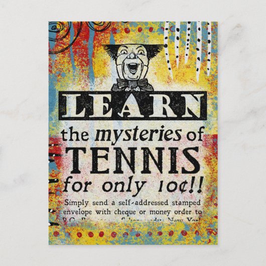 De Mysteries van Tennis - Funny Vintage Ad Briefkaart (Voorkant)
