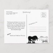De Mysterieuze Eenhoorn Bedankt (zwarte werveling) Briefkaart (Achterkant)