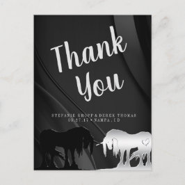 De Mysterieuze Eenhoorn Bedankt (zwarte werveling) Briefkaart