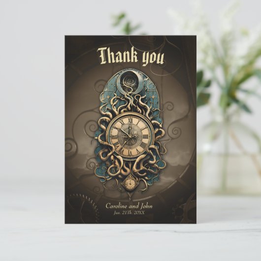 De mysterieuze steampunk-beweging bedankkaart (Staand voorkant)