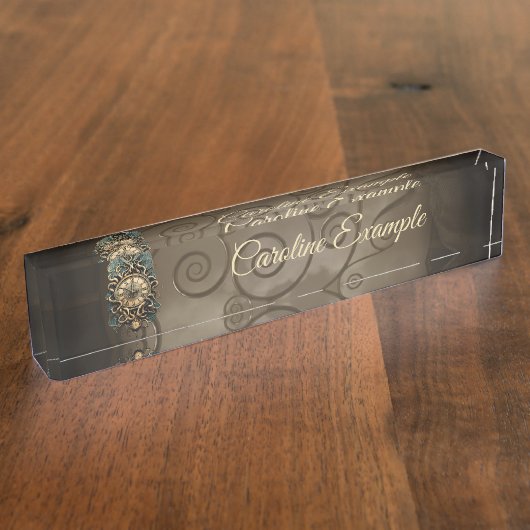 De mysterieuze steampunk-beweging naambordje (Zijkant)