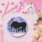 De Mystical Black Unicorn (laat het sneeuwen) Papieren Bordje (Feest)