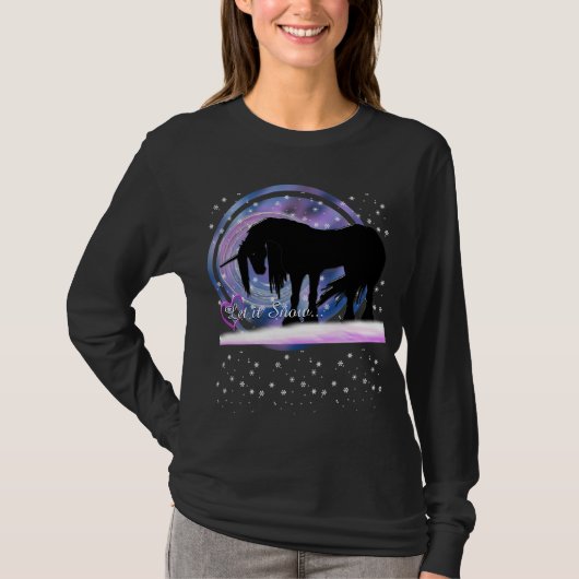 De Mystical Black Unicorn (laat het sneeuwen) T-shirt (Voorkant)
