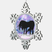 De Mystical Black Unicorn (laat het sneeuwen) Tin Sneeuwvlok Ornament (Rechts)