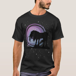 De Mystical Black Unicorn (Paarse/blauwe wervelkol T-shirt