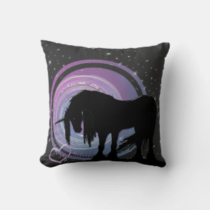 De Mystical Black Unicorn (paarse wervelmaan) Kussen