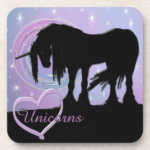 De Mystical Black Unicorn (Pastel Swirl) Onderzetter