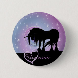 De Mystical Black Unicorn (Pastel Swirl) Ronde Button 5,7 Cm