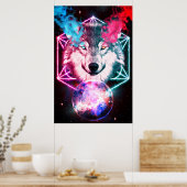 De mystieke ruimtewolf poster (Keuken)