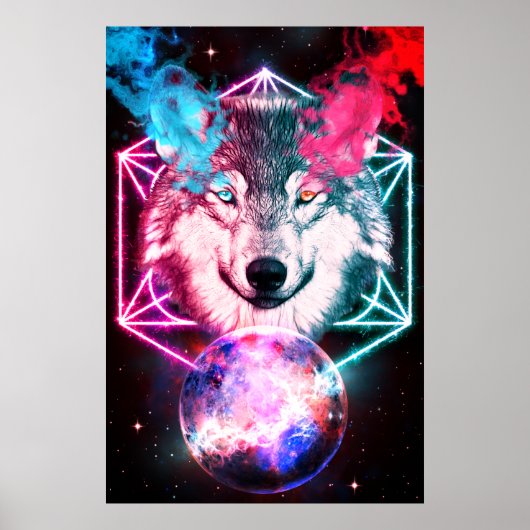 De mystieke ruimtewolf poster (Voorkant)