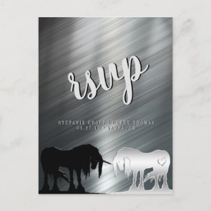 De mystieke Unicorn RSVP (metalen lijnen) Briefkaart