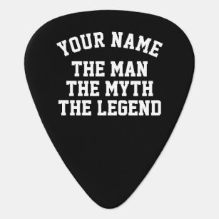 De mythe van het man legende grappig gepersonalise gitaar plectrum 