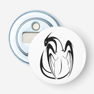 De mythische schets van de zwarte en witte draak button flesopener