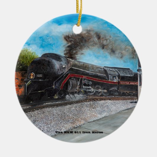 De N&W 611 IJzeren paarden Keramisch Ornament (Voorkant)