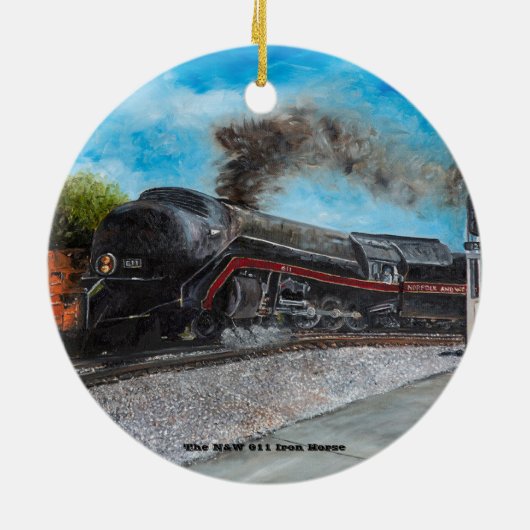 De N&W 611 IJzeren paarden Keramisch Ornament (Achterkant)