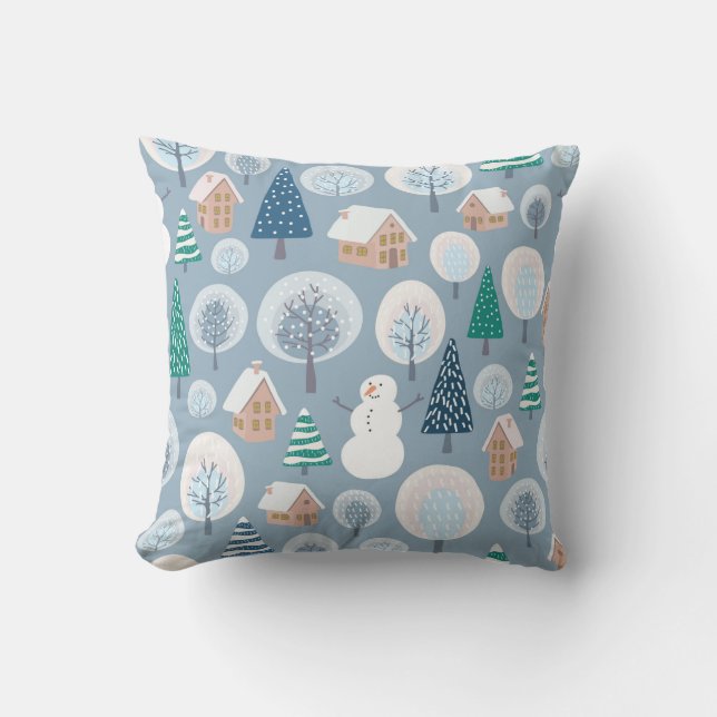 De naadloze winter met abstracte vlakke handdra kussen (Voorkant)