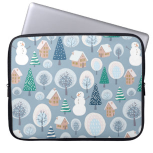 De naadloze winter met abstracte vlakke handdra laptop sleeve