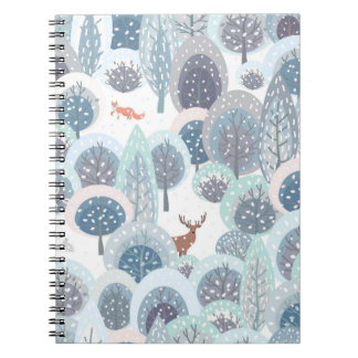 De naadloze winter met abstracte vlakke handdra notitieboek