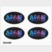 De naam Adam in Lights Ovale Sticker (Vel)