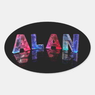 De naam Alan in Lights Ovale Sticker