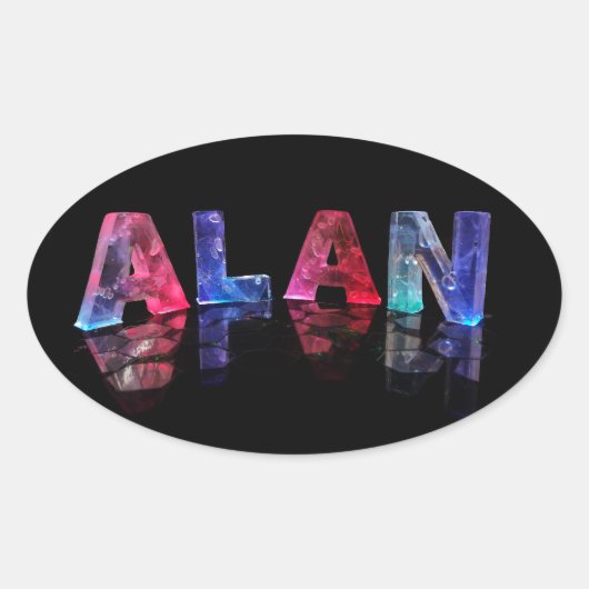 De naam Alan in Lights Ovale Sticker (Voorkant)