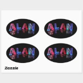 De naam Alan in Lights Ovale Sticker (Vel)
