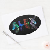 De naam Alex in Lights Ovale Sticker (Envelop)