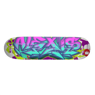 De naam Alexis op graffiti Skateboard