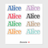 De naam Alice Sticker (Vel)