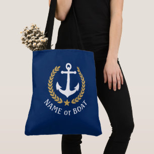 De naam Anchor Gold Laurel Large Navy Blue Tote Bag