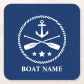 De naam Anchor Oars en Stars Navy Blue Kartonnen Onderzetters (Voorkant)