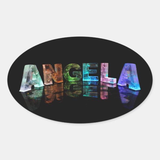 De naam Angela in Lights Ovale Sticker (Voorkant)