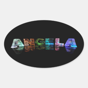 De naam Angela in Lights Ovale Sticker