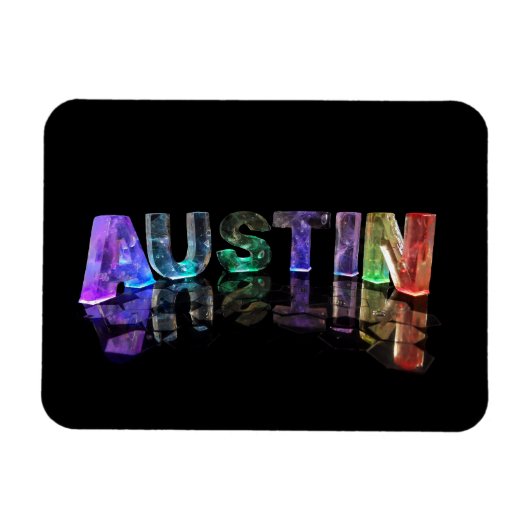 De naam Austin in 3D-lichten Magneet (Horizontaal)