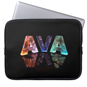De naam Ava in 3D lichten Laptop Sleeve