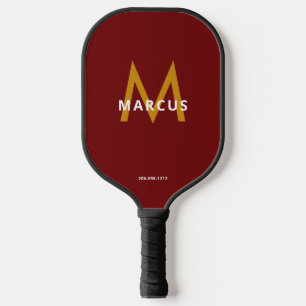 De naam Burgundy Red Monogram van de speler Pickleball Paddle