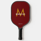 De naam Burgundy Red Monogram van de speler Pickleball Paddle (Achterkant)