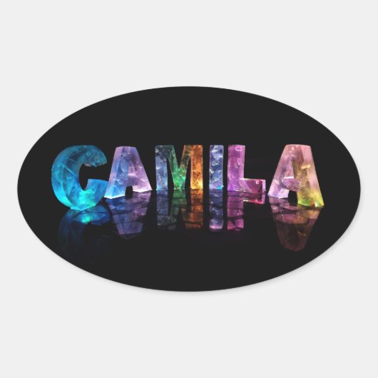 De naam Camila in 3D-lampjes Ovale Sticker (Voorkant)