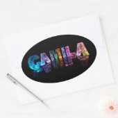 De naam Camila in 3D-lampjes Ovale Sticker (Envelop)