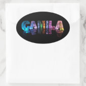 De naam Camila in 3D-lampjes Ovale Sticker (Tas)