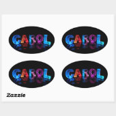 De naam Carol in 3D-lampjes Ovale Sticker (Vel)