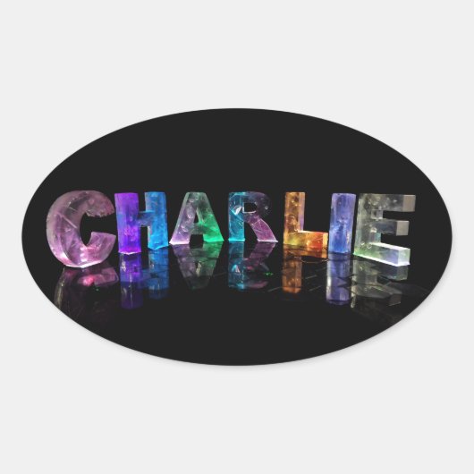 De naam Charlie in 3D-lampjes Ovale Sticker (Voorkant)