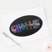 De naam Charlie in 3D-lampjes Ovale Sticker (Envelop)