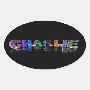 De naam Charlie in 3D-lichten Ovale Sticker