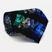 De naam Dave in 3D Lichten (Foto) Stropdas (Opgerold)